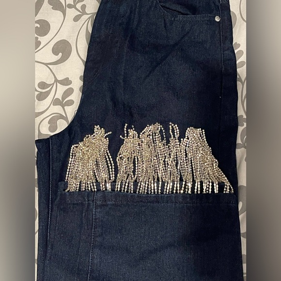 PLT Straight Leg Jeans - Diamanté Tassel Hem - Picture 5 of 14
